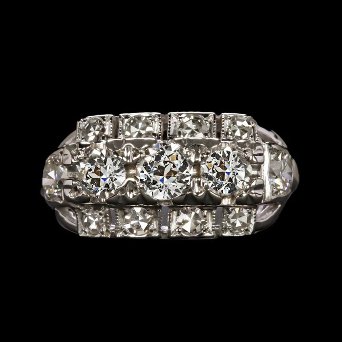 Damen Ehering Rund Alter Bergmann Echt Diamant Antiker Stil 3.25 Karat