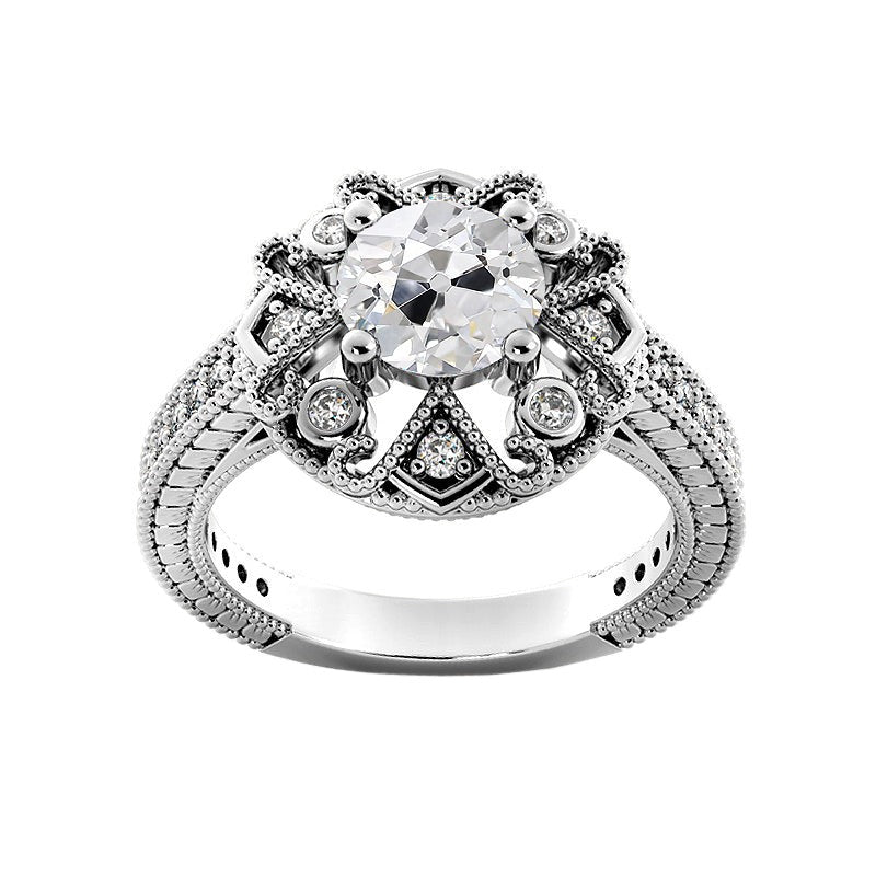 Damen Ehering Rund alter Bergmann Echt Diamanten Antiker Stil 3.25 Karat