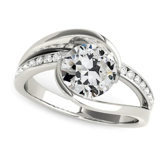 Damen Ehering alter Bergmann Echt Diamant Gedrehter gespaltener Schaft 3.50 Karat
