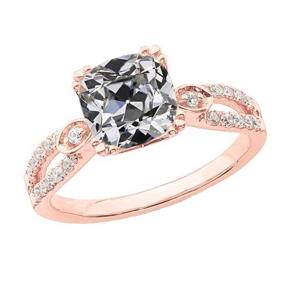 Damen Ehering rund & Kissen alter Bergmann Echt Diamant 6.75 Karat