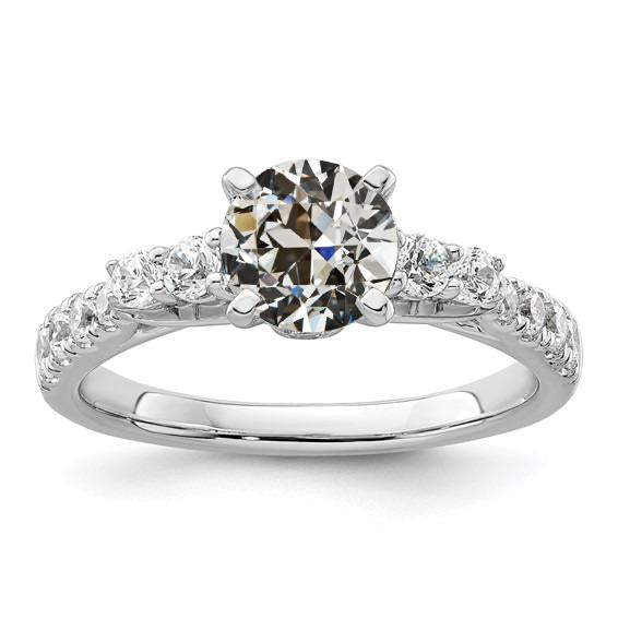 Damen Ehering runder Altschliff Echt Diamant 4 Krappen Set 5 Karat