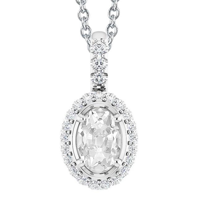 Damen Halo Natürliche Diamant Anhänger Oval Old Cut 5.50 Karat Schmuck 14K