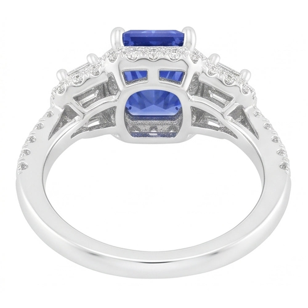 Damen Halo Ring Runder Smaragd Natürlicher Diamant ( nicht im Labor gezüchtet )en Natürlicher Blauer Saphir 3 Karat