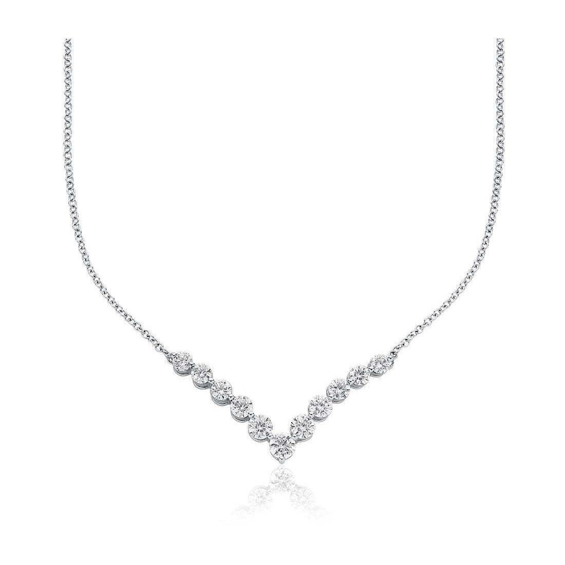 Damen Halskette 2 Karat Echt Funkelnden Diamanten Rund Schliff Weiß Gold 14K