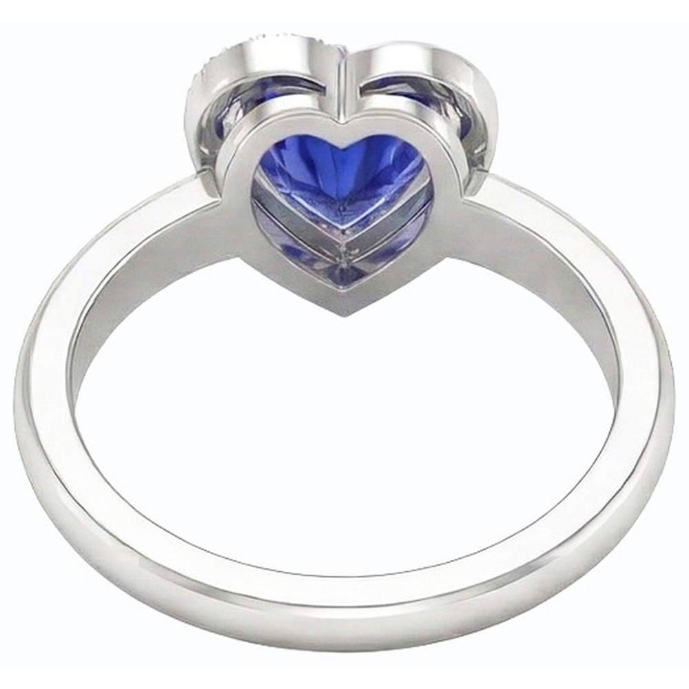 Damen Herz Edelstein Ring Blauer Saphir 2 Karat Krappen Set Natürlicher Diamant ( nicht im Labor gezüchtet )en