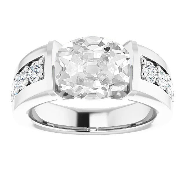 Damen Jubiläumsring Oval Altschliff Echt Diamant Krappen Satz 6.25 Karat