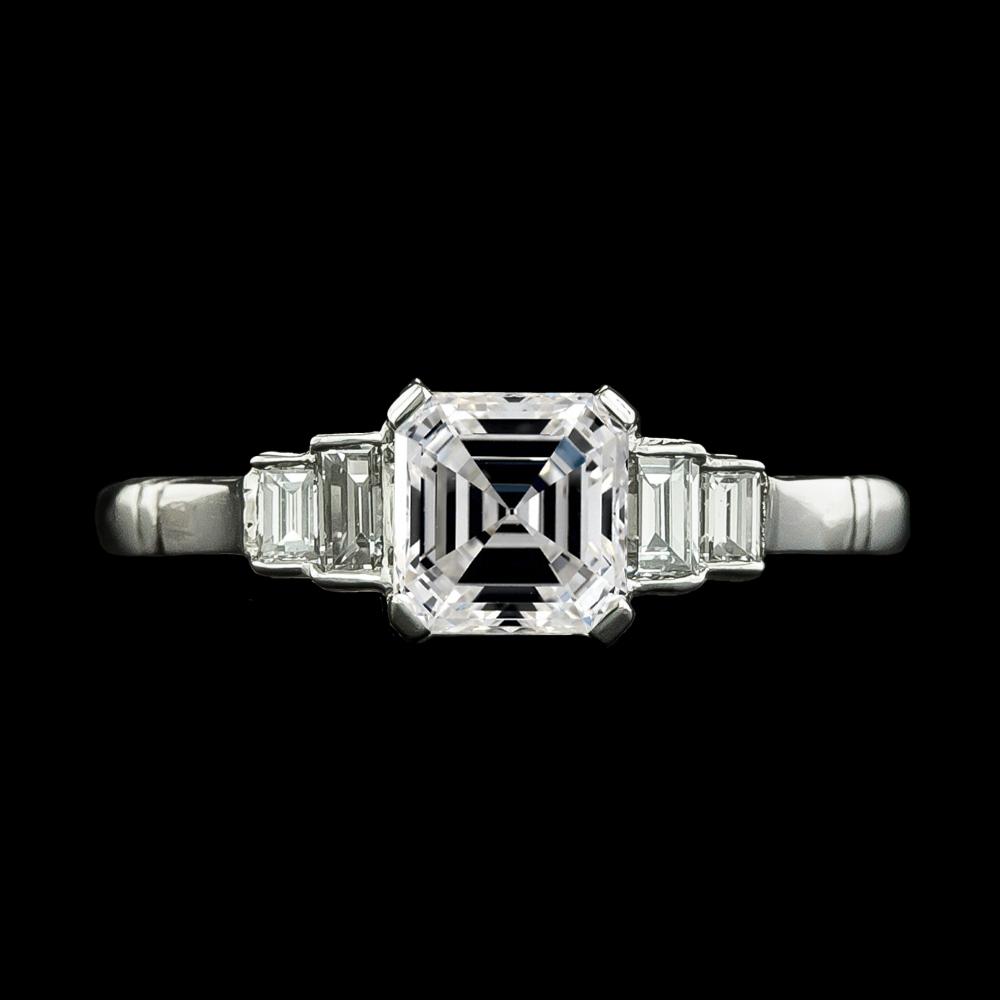 Damen Jubiläumsring Smaragd & Asscher Natürliche Diamant 5 Stein 4.50 Karat