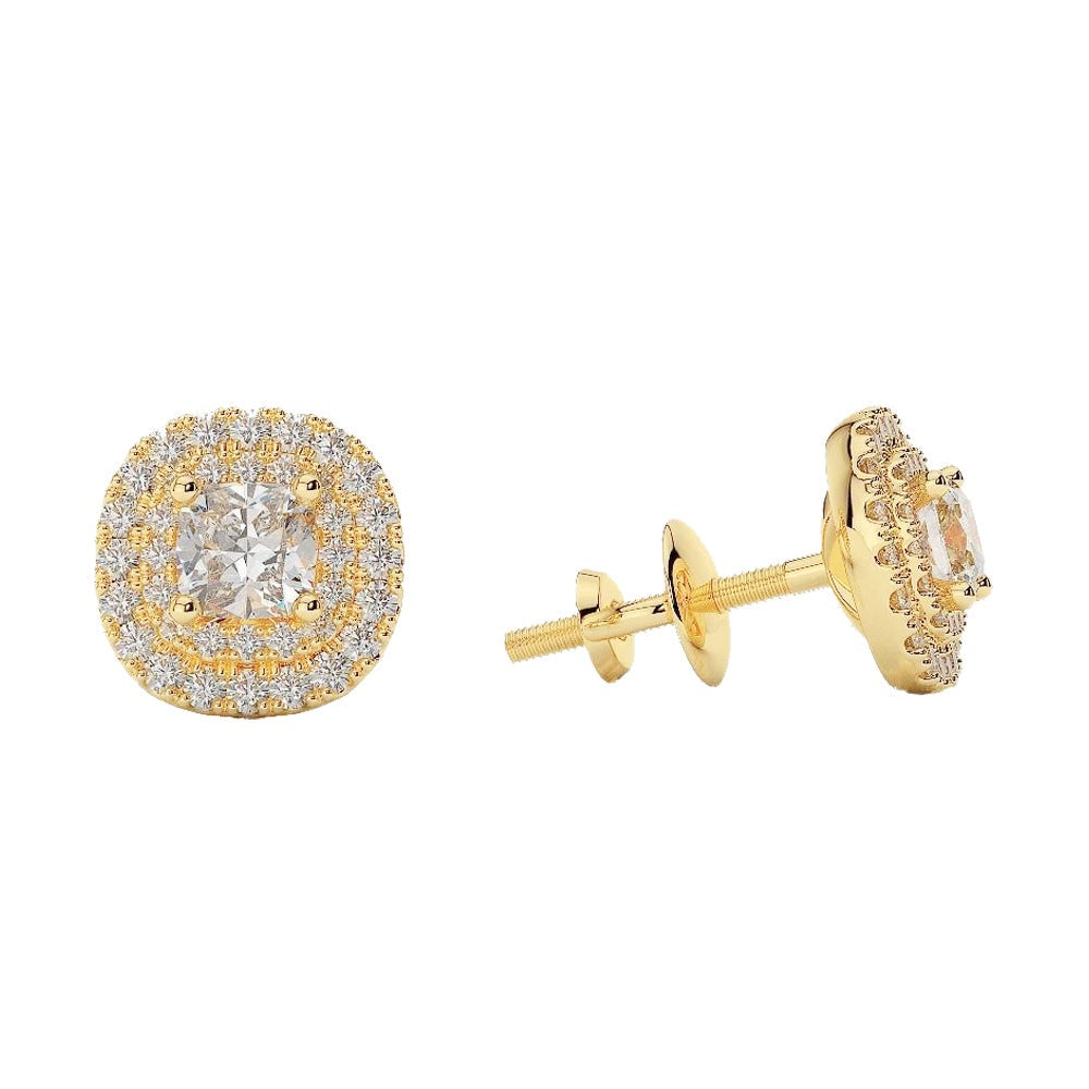 Damen Ohrstecker 3,50 Karat Funkelnde Echt Aus der Erde Abgebauter Natürlicher Diamanten 14K Gelbgold