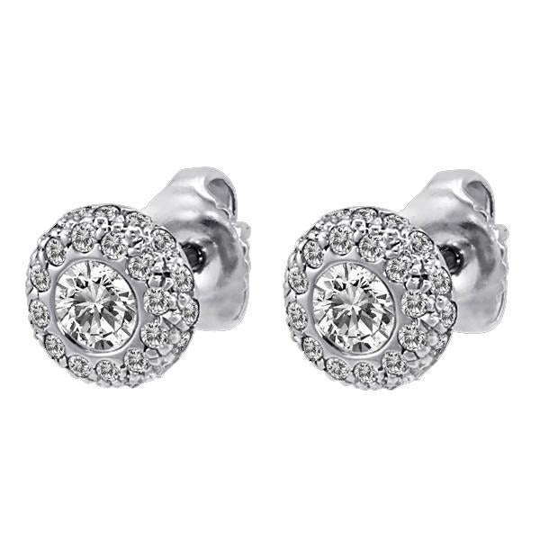 Damen Ohrstecker 3,70 ct. Weißgold 14K Lünette mit Echt Aus der Erde Abgebauter Natürlicher Diamanten Halo
