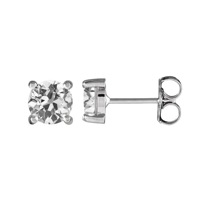 Damen Ohrstecker Rund alter Bergmann Echt Diamanten 3 Karat