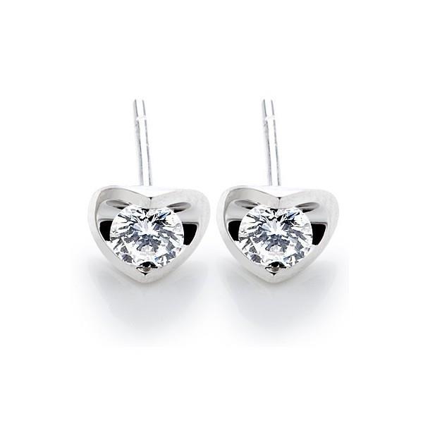 Damen Ohrstecker in Herzform 2 Kt Echt Diamanten im Rundschliff Weißgold
