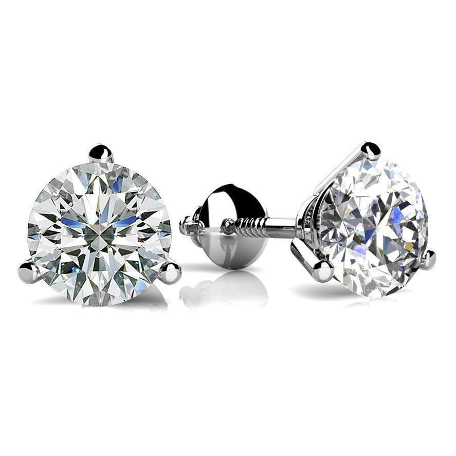Damen-Ohrstecker mit 2 Karat rundem Solitär-Aus der Erde Abgebauter Natürlicher Diamant und echtem Aus der Erde Abgebauter Natürlicher Diamant