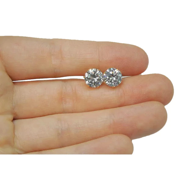 Damen Ohrstecker mit Rundschliff. 4 Karat Echt DiamantGelbgold 14K