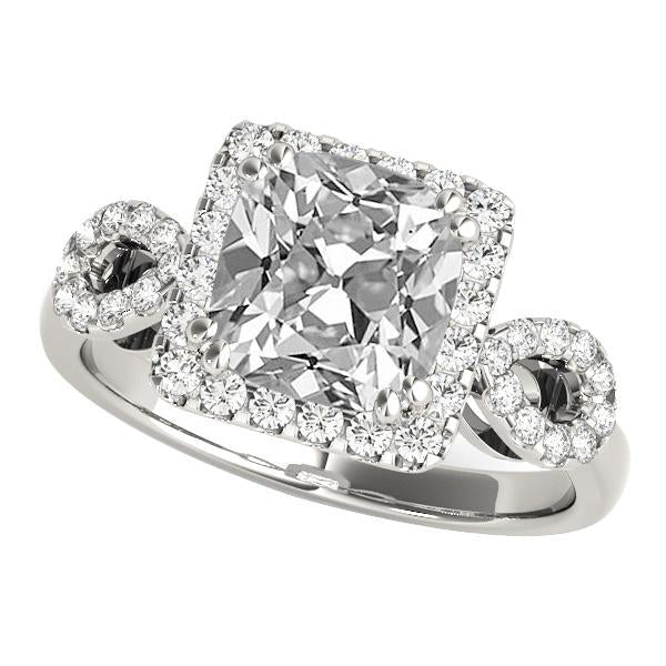 Damen Ring Halo Kissen alter Bergmann & Runden Echt Diamant Split Shank 9 Karat