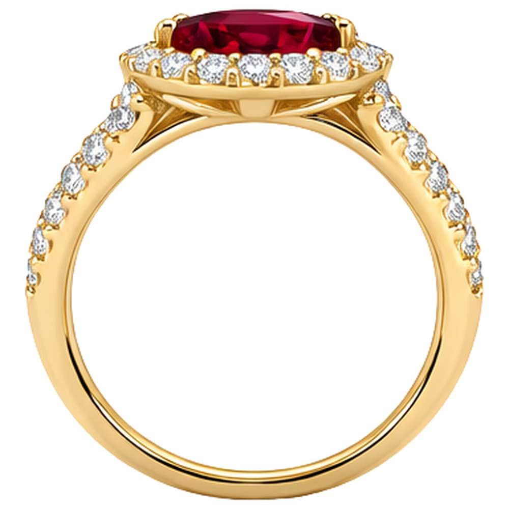 Damen Roter Marquise Schliff Rubin Aus der Erde Abgebauter Natürlicher Diamant Ring 3.50 Karat Gelbgold 14K