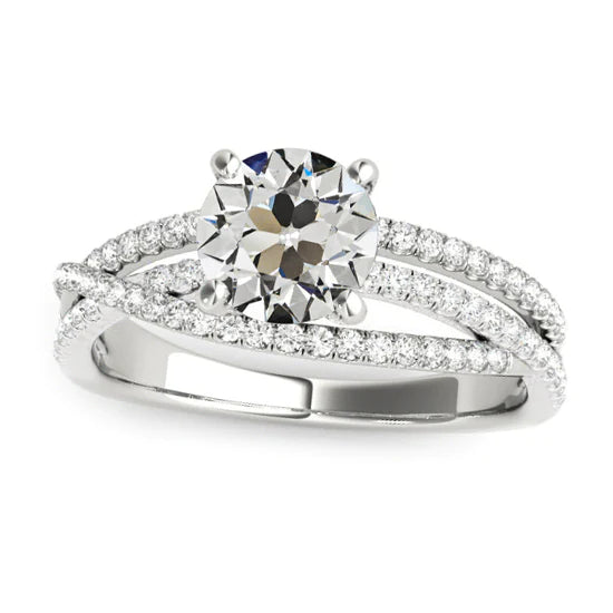 Damen Runder Altschliff Echt Diamantring Pflasterset 5 Karat Weißgold 14K