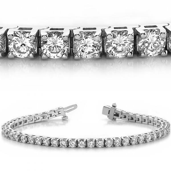 Damen Tennisarmband 7,40 ct Echt Diamanten im Rundschliff Weißgold 14K