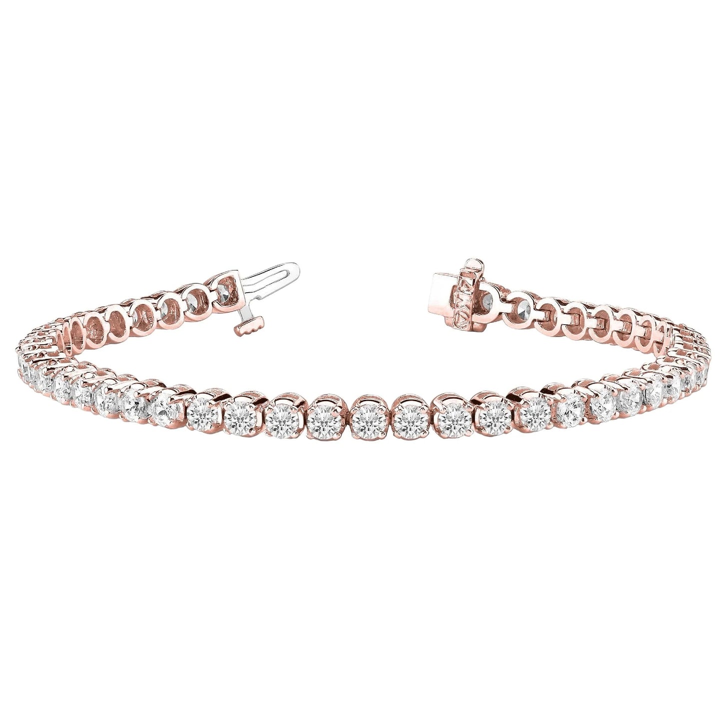 Damen Tennisarmband rund 7.50 Karat Echt Diamant Roségold