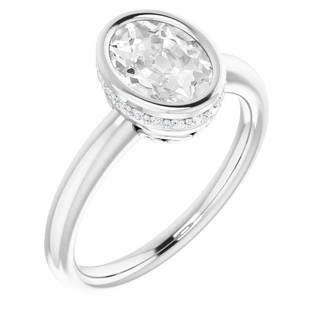 Damen Verlobungsring Rund & Oval Altschliff Echt Diamant Lünette Set 6 Karat