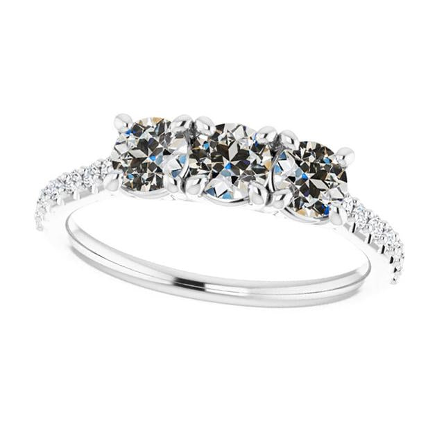 Damen-Verlobungsring runder alter Minenschliff Echt Diamant Gold 4 Karat