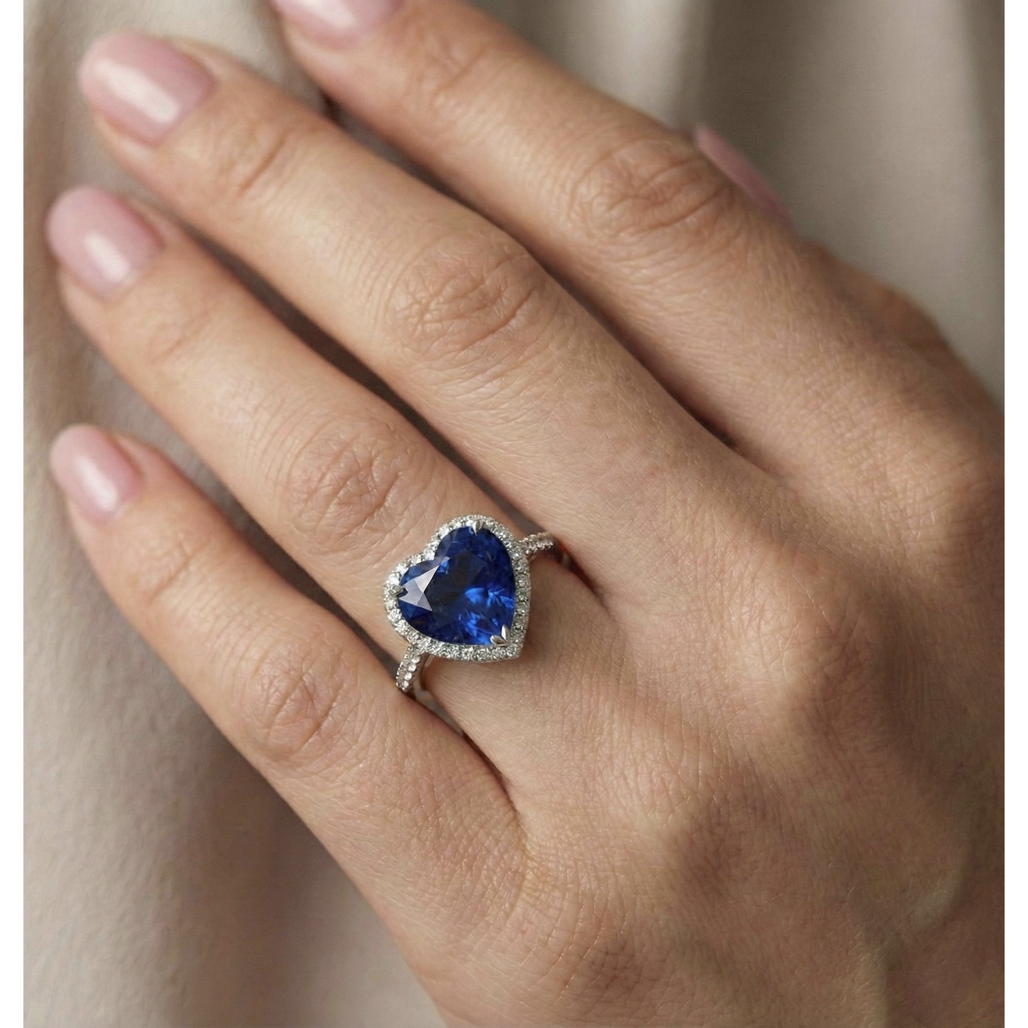 Damen Herz Edelstein Ceylon Saphir Ring 6 Karat Twisted Style