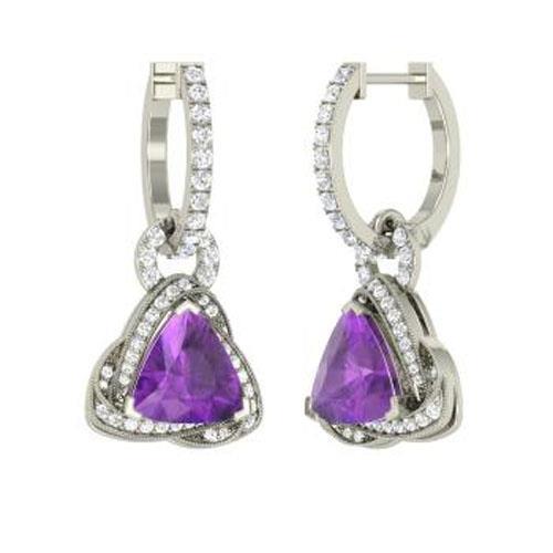 Damen Ohrhänger 5,10 Kt Amethyst Und Diamanten Weißgold 14K - harrychadent.de