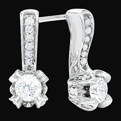 Rundschliff-Diamant-Damenohrringe 3 Ct. 14K Weissgold