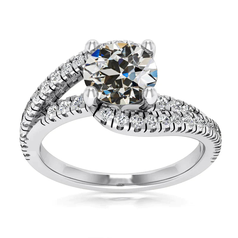 Damenring Runde alter Bergmann Echt Diamant Zinke Verdrehter Schaft 4.50 Karat