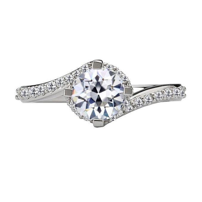 Damenschmuck alter Bergmann Echt Diamant Ring Spannungsstil 4 Karat