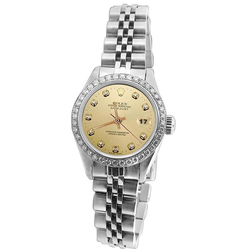 Datejust Edelstahl Jubilee Diamant Dame Rolex Uhr Champagner Diamant