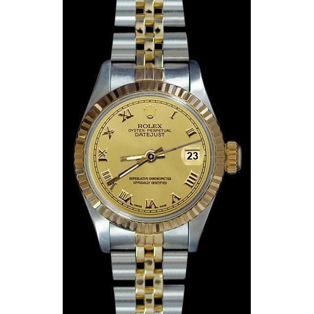 Datejust Rolex Dame Betrachten Edelstahl & Gold Jubilee Champagner Römisches Zifferblatt