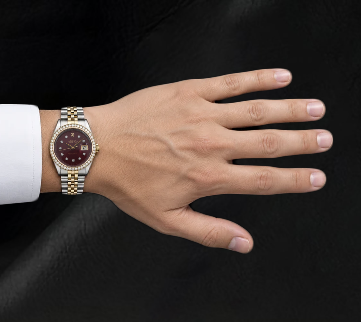 Rolex Datejust 16013 Diamantlünette Rotes Diamantzifferblatt 36 mm Bicolor Uhr