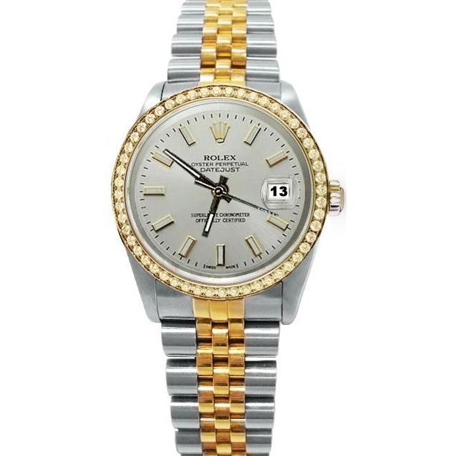 Datejust Rolex Herrenuhr Jubilee mit weißem Zifferblatt und Diamantlünette. SCHNELLES EINSTELLEN
