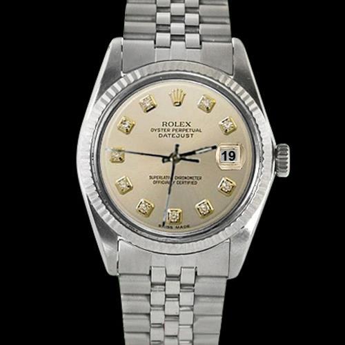Datejust Rolex Herrenuhr Silber Edelstahl Jubilee Armband geriffelte Lünette