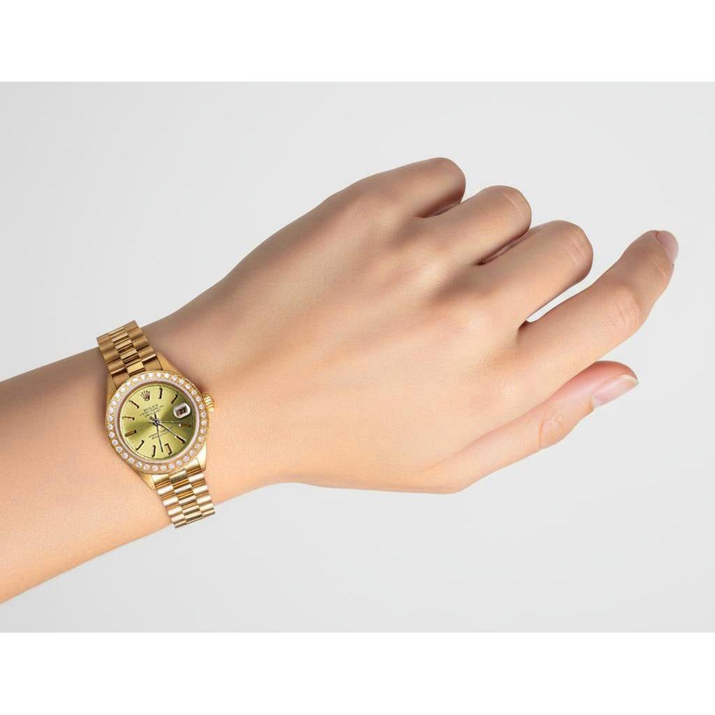Datejust Rolex Präsidenten-Stil, Diamant-Zifferblatt, Champagner-Zifferblatt, Gold P2