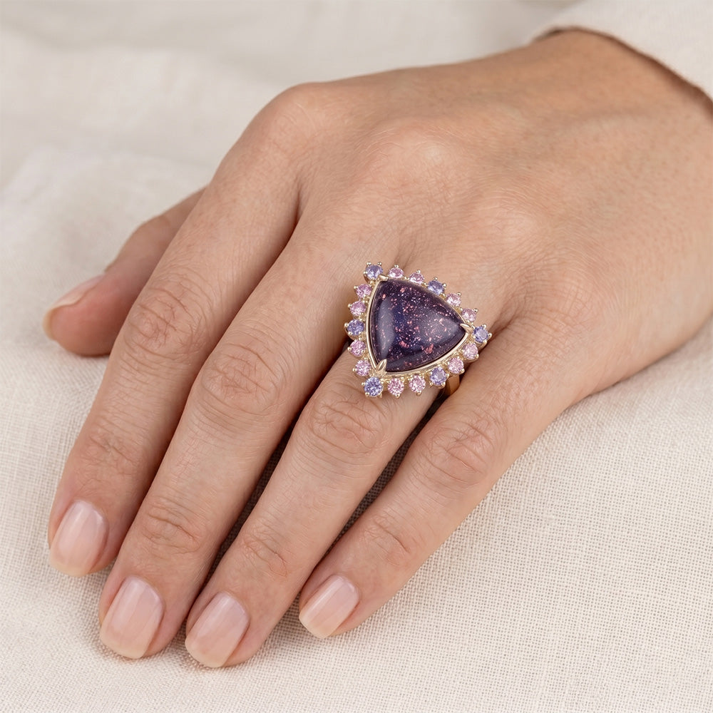 Designer 7-Karat Lolite Sunstone Schmuckstein-Ring