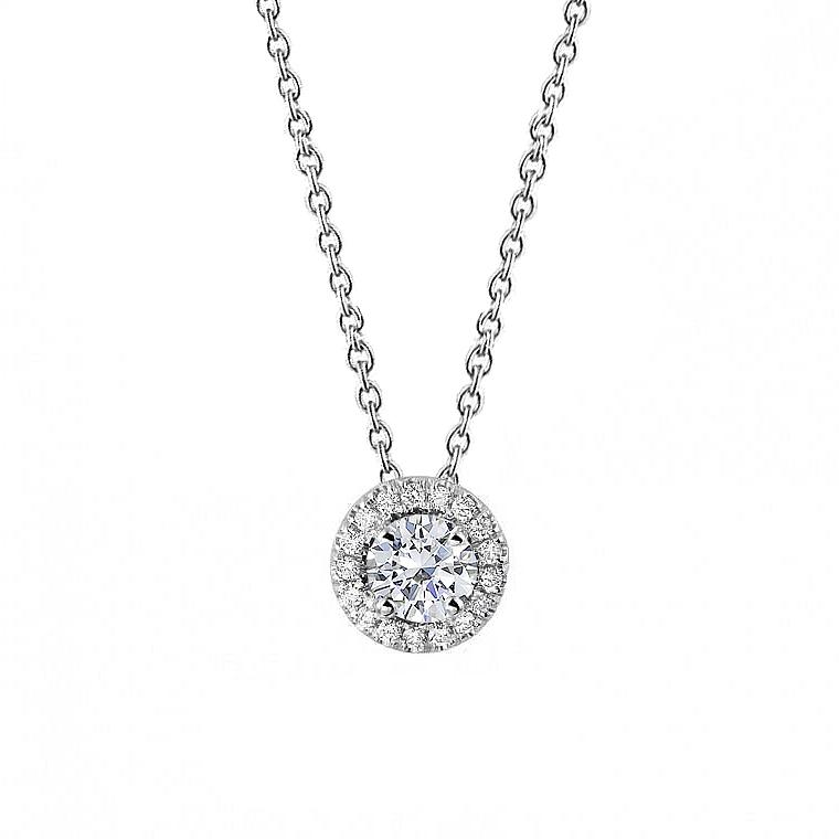 Aus der Erde Abgebauter Natürlicher Diamant Damen Halo Anhänger Halskette 1,45ct 14K echtes Weißgold Neu