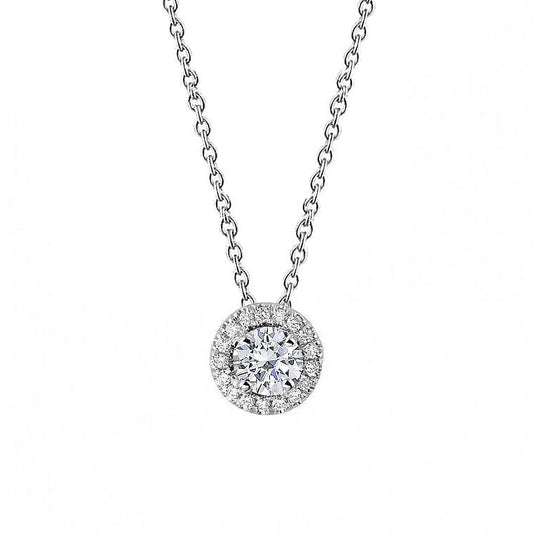 Diamant Damen Halo Anhänger Halskette 1,45ct 14K echtes Weißgold Neu
