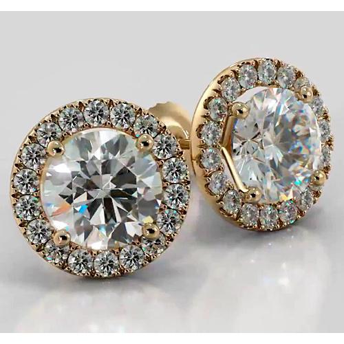 Diamant Halo Ohrstecker 4 Karat Gelbgold 14K - harrychadent.de