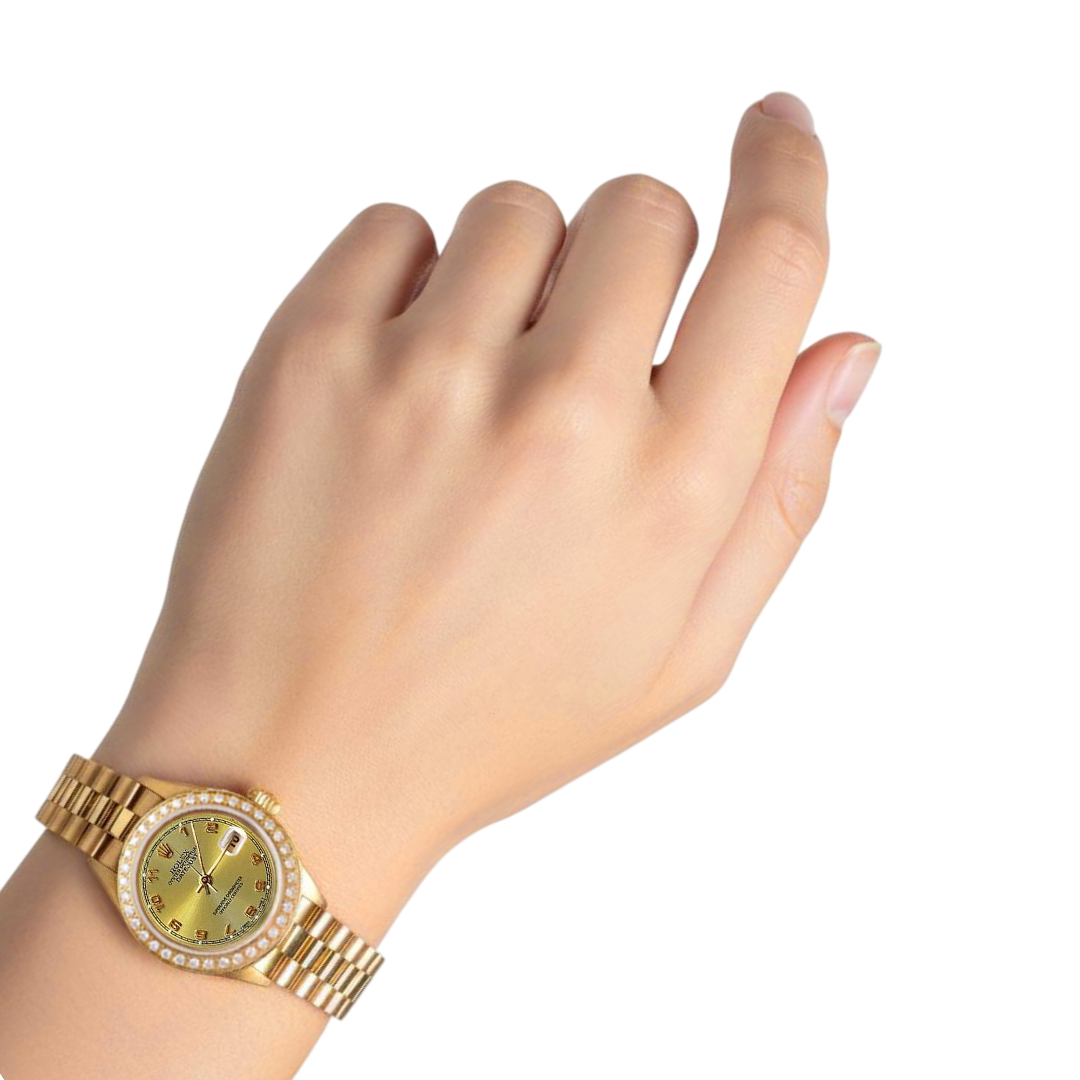 Diamant-Lünette, Champagner, Arabisches Gold, Präsidentenuhr, Rolex Datejust P2