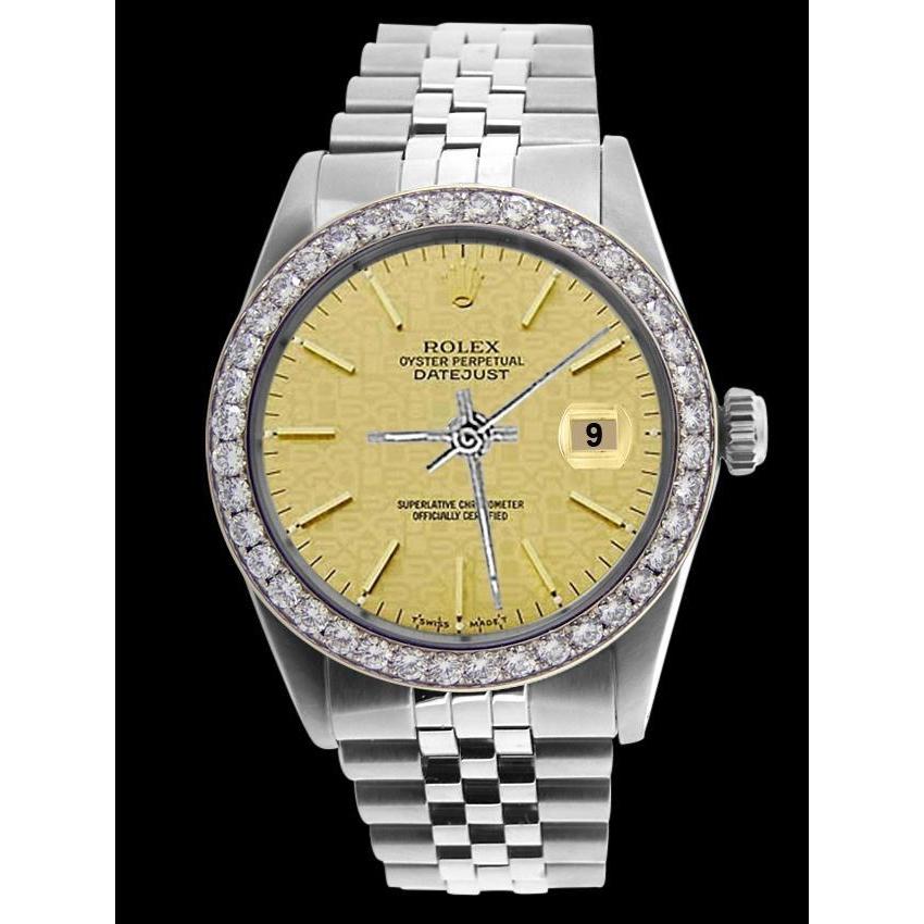 Diamant-Lünette Herren Rolex Uhr Champagner Stick Zifferblatt Edelstahl Jubilee SCHNELLES EINSTELLEN
