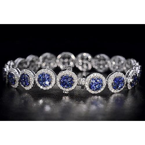 Diamant Tennisarmband Ceylon Blauer Saphir Schmuck
