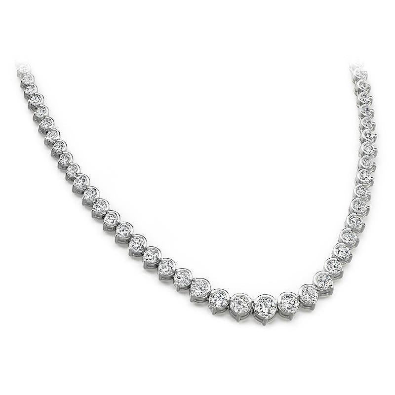 Aus der Erde Abgebauter Natürlicher Diamant-Tennishalskette 12 Karat echtes Weißgold 14 Karat