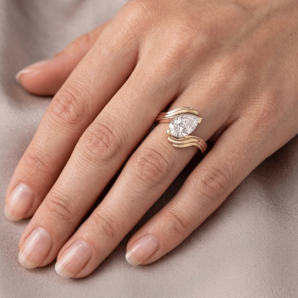 Diamant im Birnen-Schliff Solitär-Verlobungsring 1,50 Karat – 14