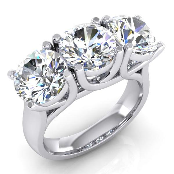 Diamant Band Echt 3 Stein Gold Weiß