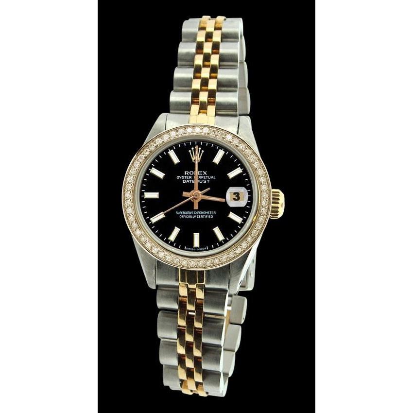 Diamantlünette Rolex Datejust Damenuhr Zifferblatt Jubiläum Edelstahl & Golden