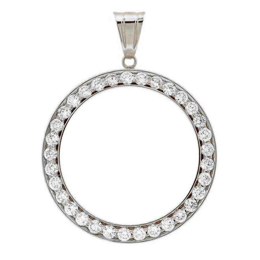 Dollar Echt Diamant Lünette Anhänger Gold 14K 1 Karat (Münze nicht enthalten)