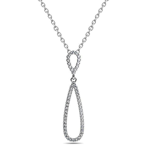 Doppelte Tropfenform Anhänger Halskette 5,20 ct Echt Aus der Erde Abgebauter Natürlicher Diamanten Weißgold