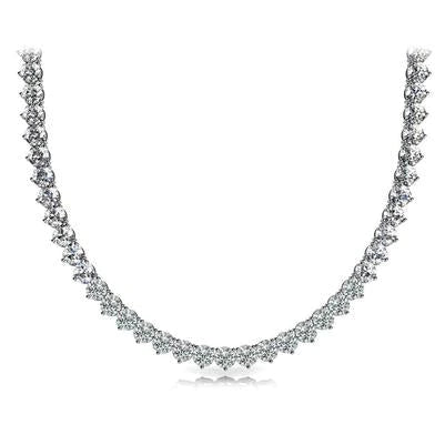 Drei-Krappen-Set Riviera Natürlich Diamant Tennis-Halskette 15 Karat Weißgold