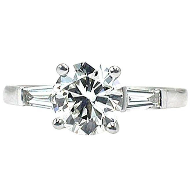 Drei-Stein-Echt Aus der Erde Abgebauter Natürlicher Diamant-Verlobungsring 2.11 ct Weißgold 14K